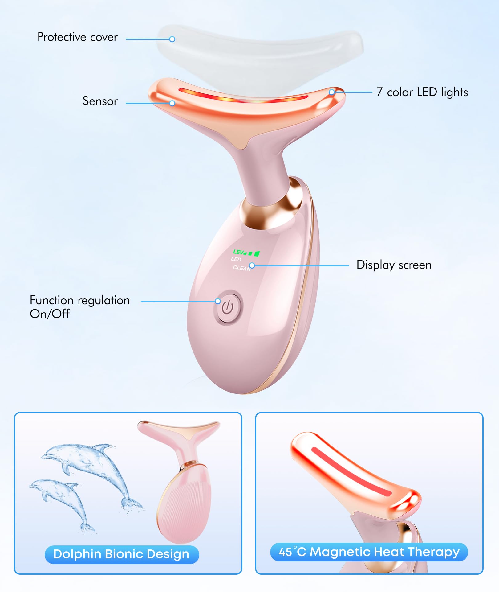 SDKWDH thermal-vibration-modes closeup illustrating warm therapy and gentle massaging.