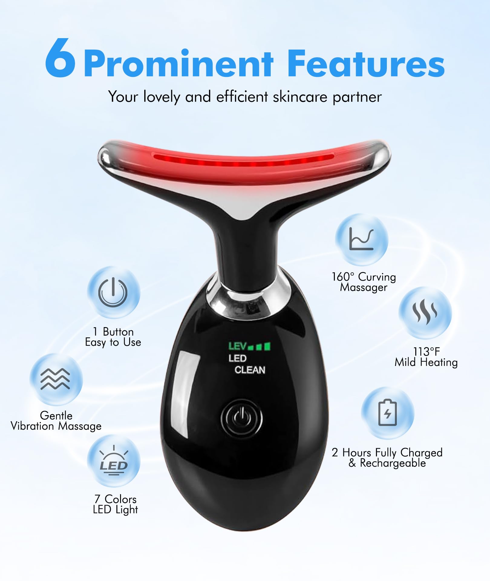 SDKWDH thermal and vibration features support soothing facial massage and improved product absorption.