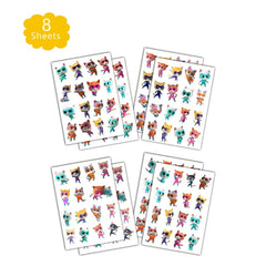 SDONY Super Cats temporary tattoos sheet 4 displaying interactive cat stickers for cups and balloons