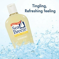 Sea Breeze Astringent Original 10oz bottle close-up with cooling feel