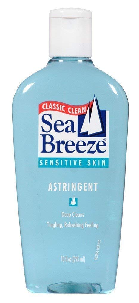 Sea Breeze Sensitive Skin Astringent bottle-front promotes gentle cleansing for sensitive skin