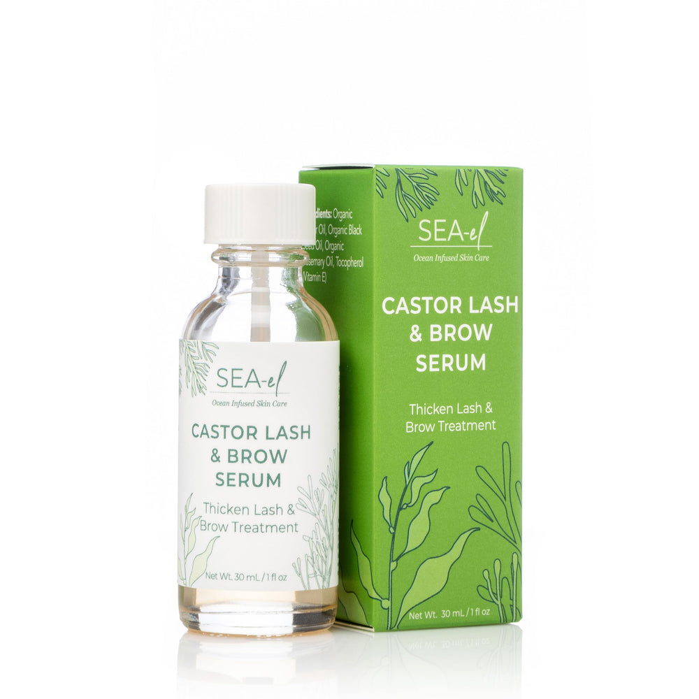 Sea-El Castor Lash Serum packaging highlights lifestyle-ready box.