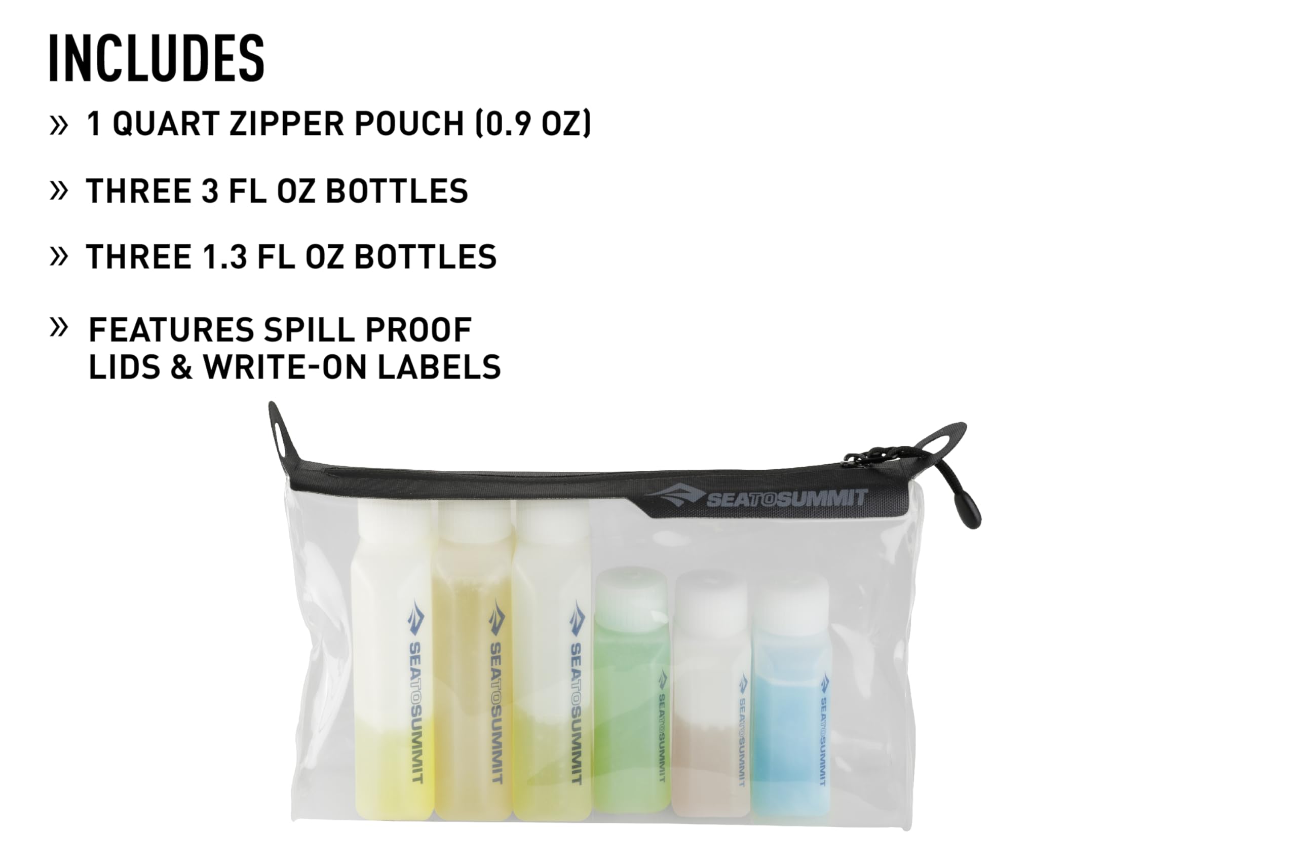 Sea to Summit TravellingLight 3oz bottles close-up emphasizes spill-proof caps and durable construction.