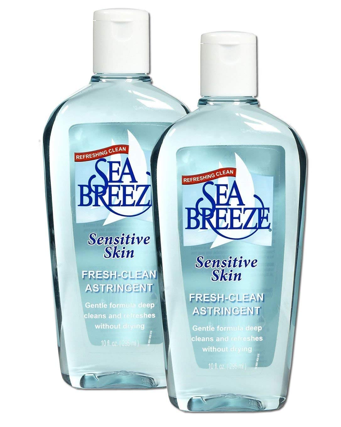Seabreeze Fresh-Clean bottle pour demonstrates a refreshing cleanse for sensitive skin.