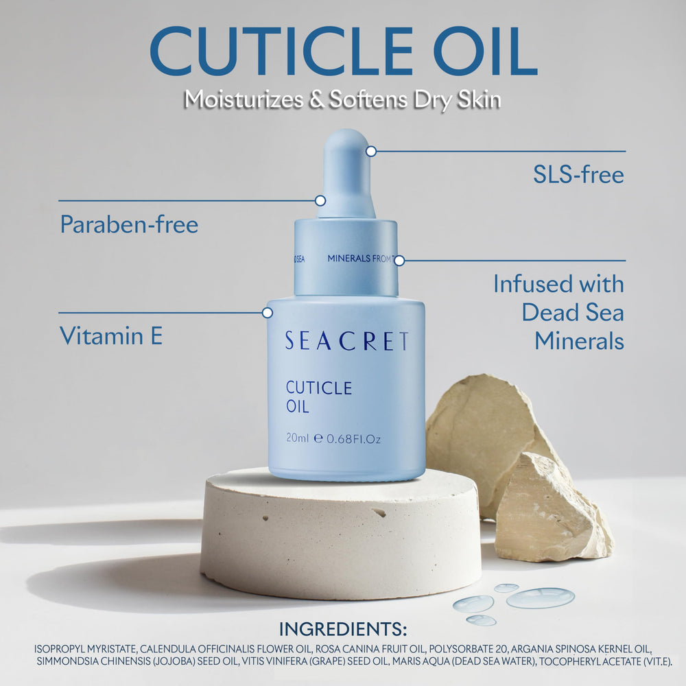 SEACRET cuticle oil blend glow around nails.