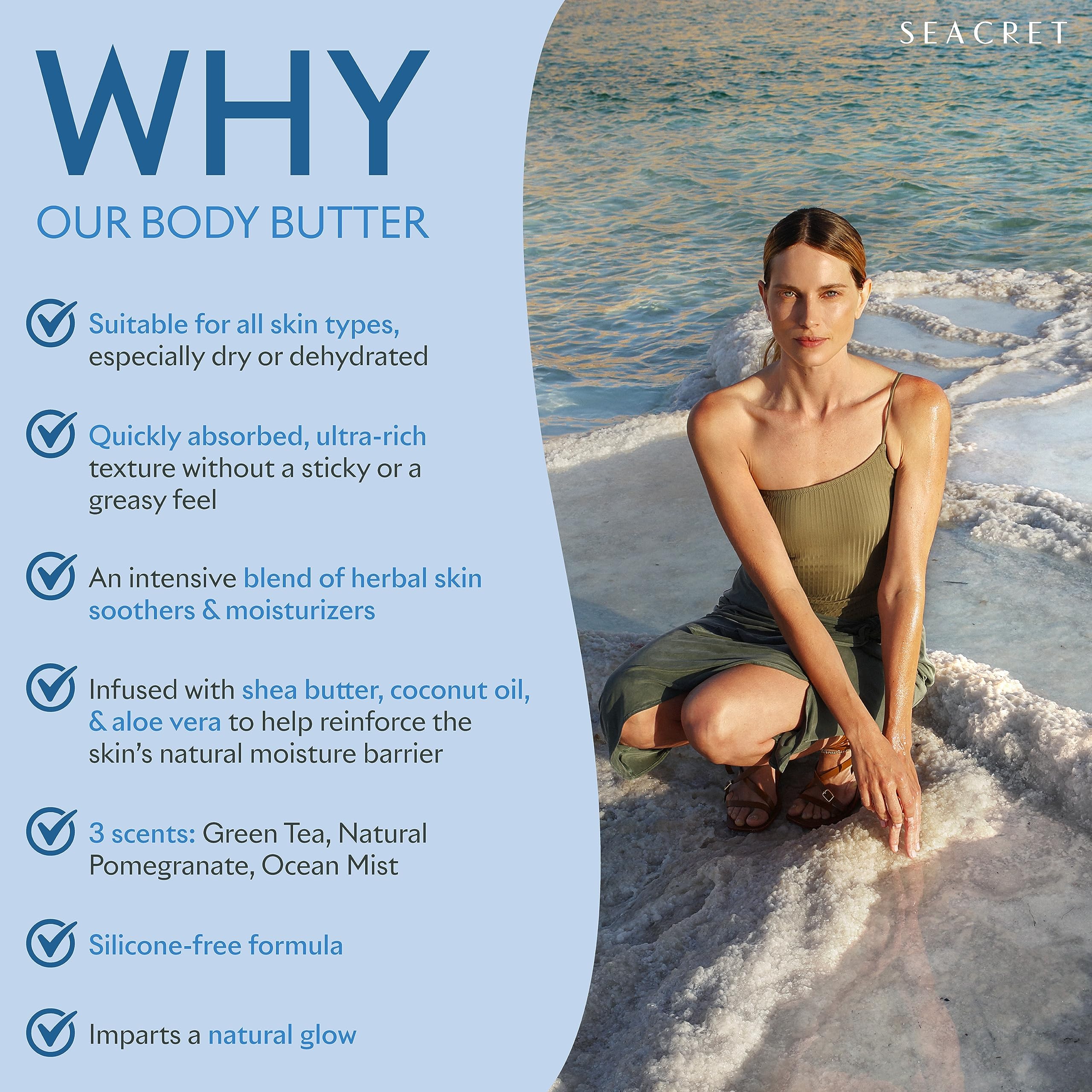 SEACRET Minerals Body Butter texture close-up highlights creamy moisture