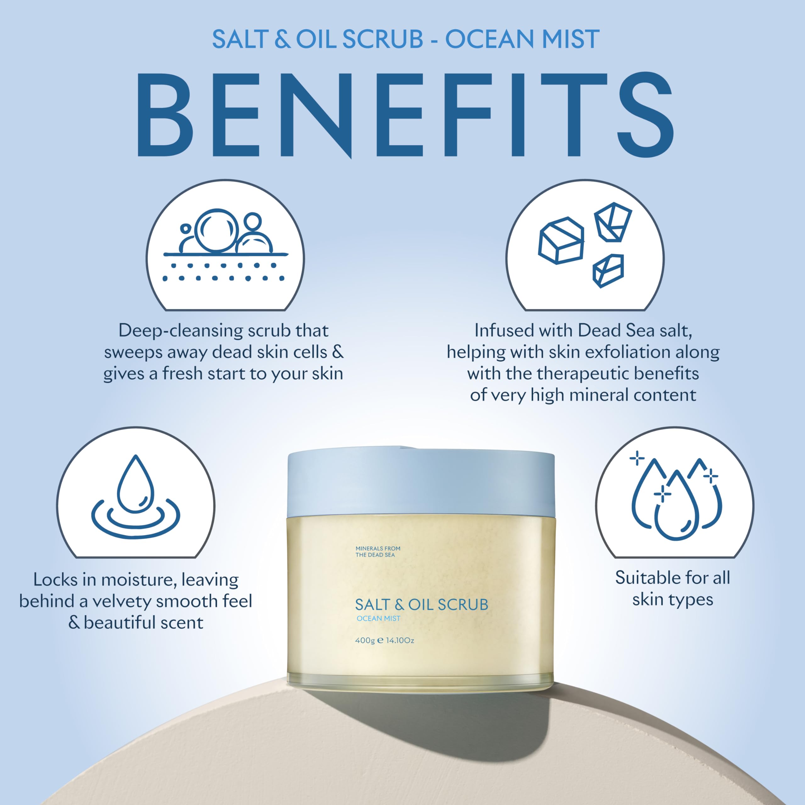 SEACRET Minerals Body Scrub Ocean Mist in shower scene implies refreshing renewal