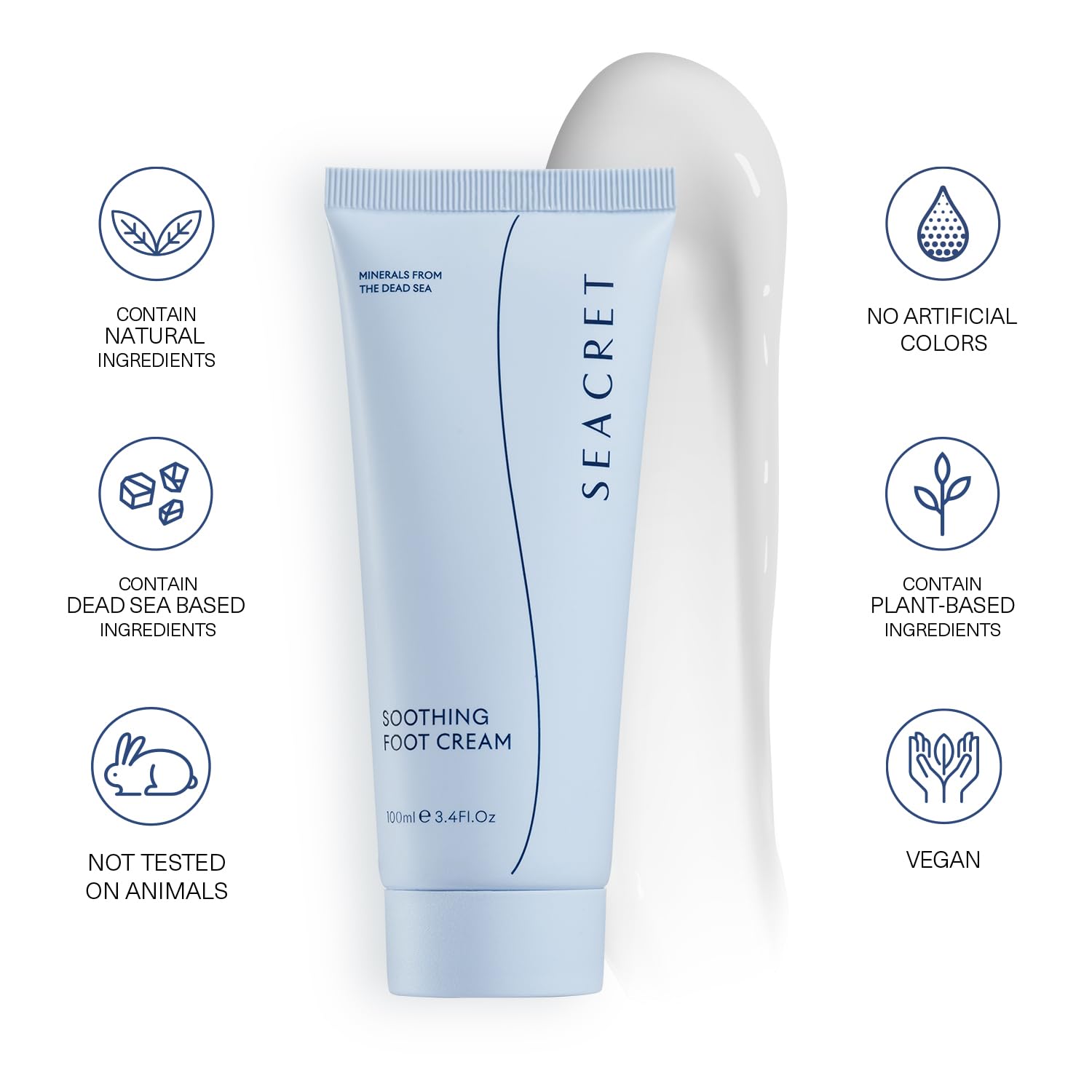 SEACRET Minerals Foot Cream cocoa butter visual detail on jar.