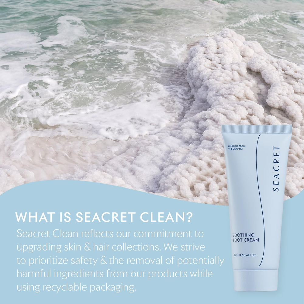 SEACRET Minerals Foot Cream on feet being massaged for softness.