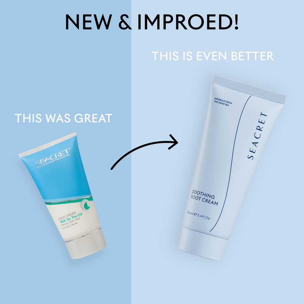 SEACRET Minerals Foot Cream packaging shown with 3.4 oz size.