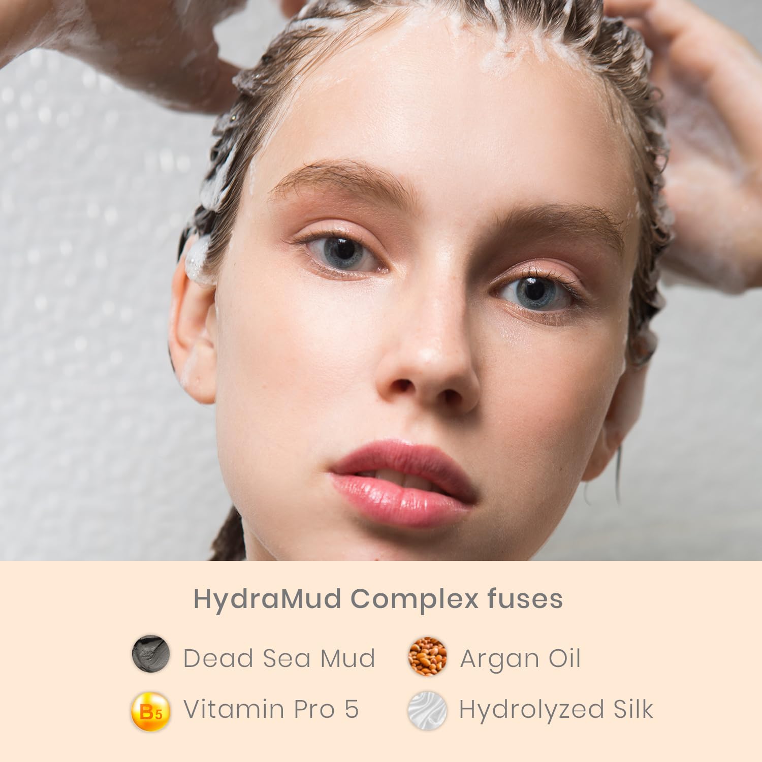 SEACRET Minerals HydraMud Shampoo argan oil drops highlight nourishing shine without heaviness