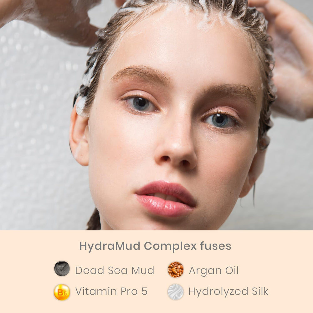 SEACRET Minerals HydraMud Shampoo argan oil drops highlight nourishing shine without heaviness