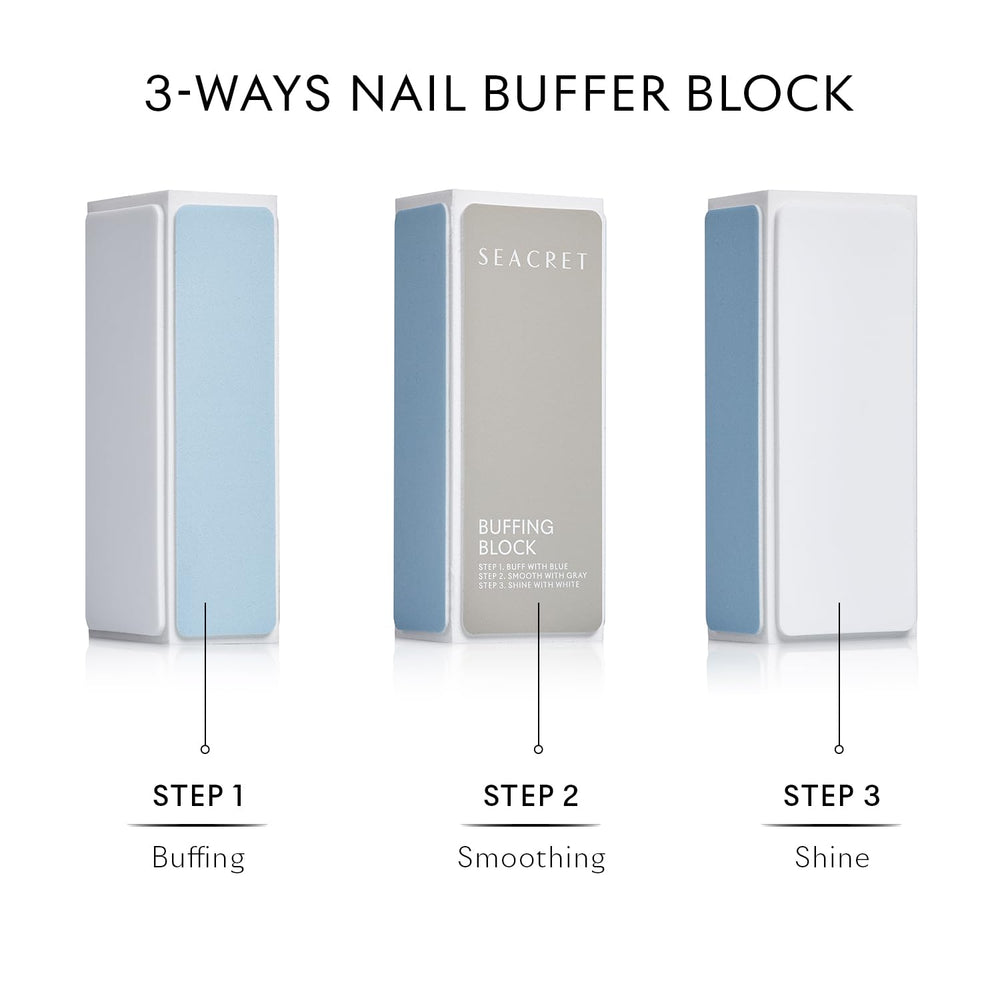 SEACRET Minerals professional nail buffing block manicure use enables salon-like shine.