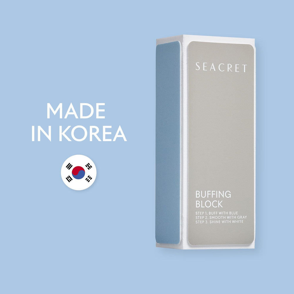 SEACRET Minerals professional nail buffing block packaged for easy storage.
