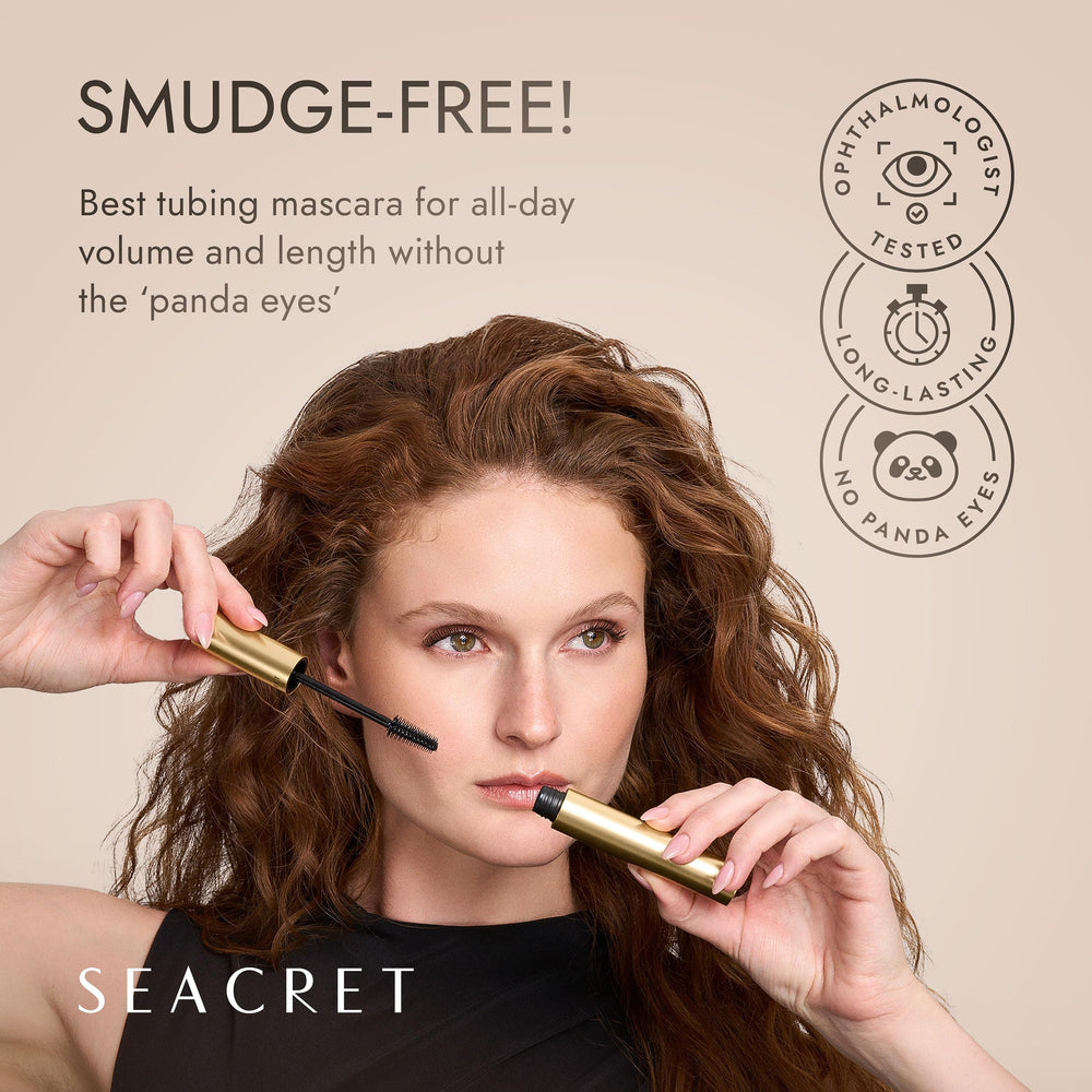 SEACRET Minerals tubing mascara Black dual-brush design enables even thickening.