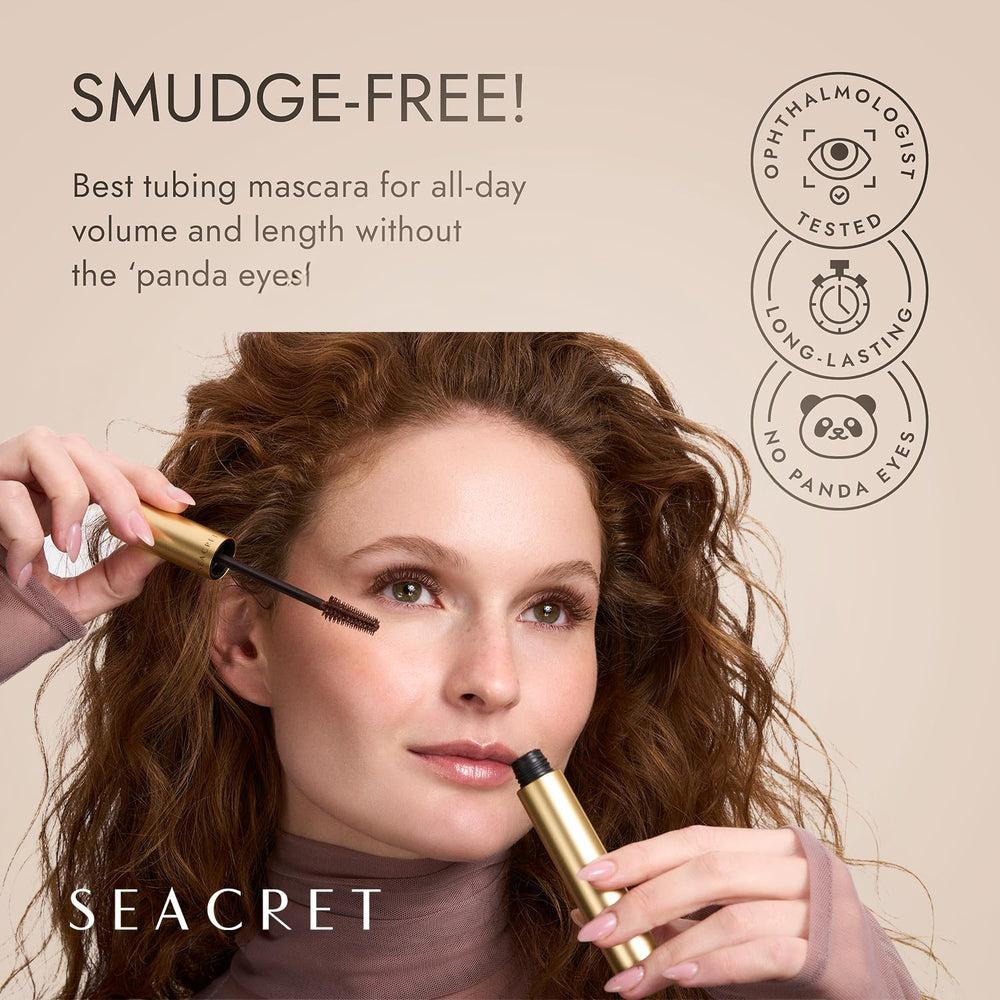 SEACRET Minerals tubing mascara brown lashes coated for all day lift and separation
