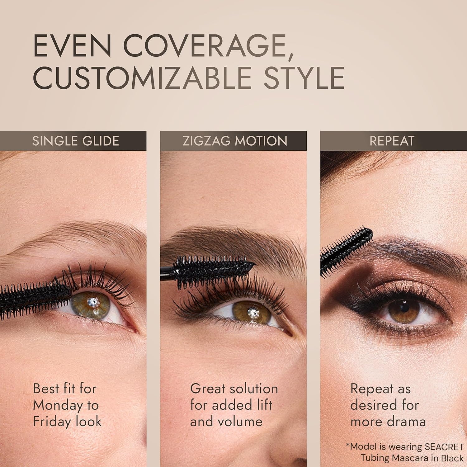 SEACRET Minerals tubing mascara brown gentle removal for sensitive eyes and minimal irritation