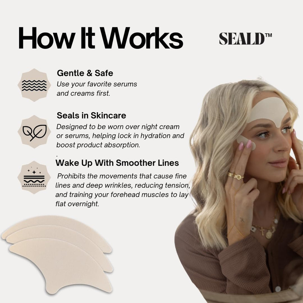 SEALD Forehead Tape wrinkle-target patch designed to fit forehead lines.