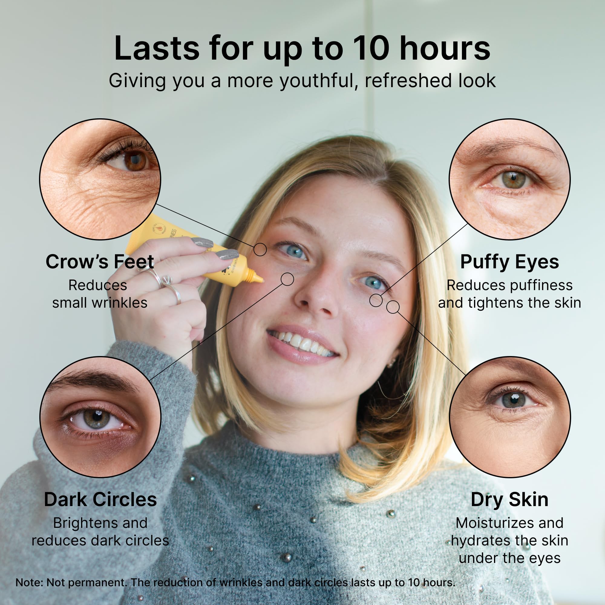 SEAMANTIKA Puffiness Away Eye Cream being applied for instant under-eye lifting