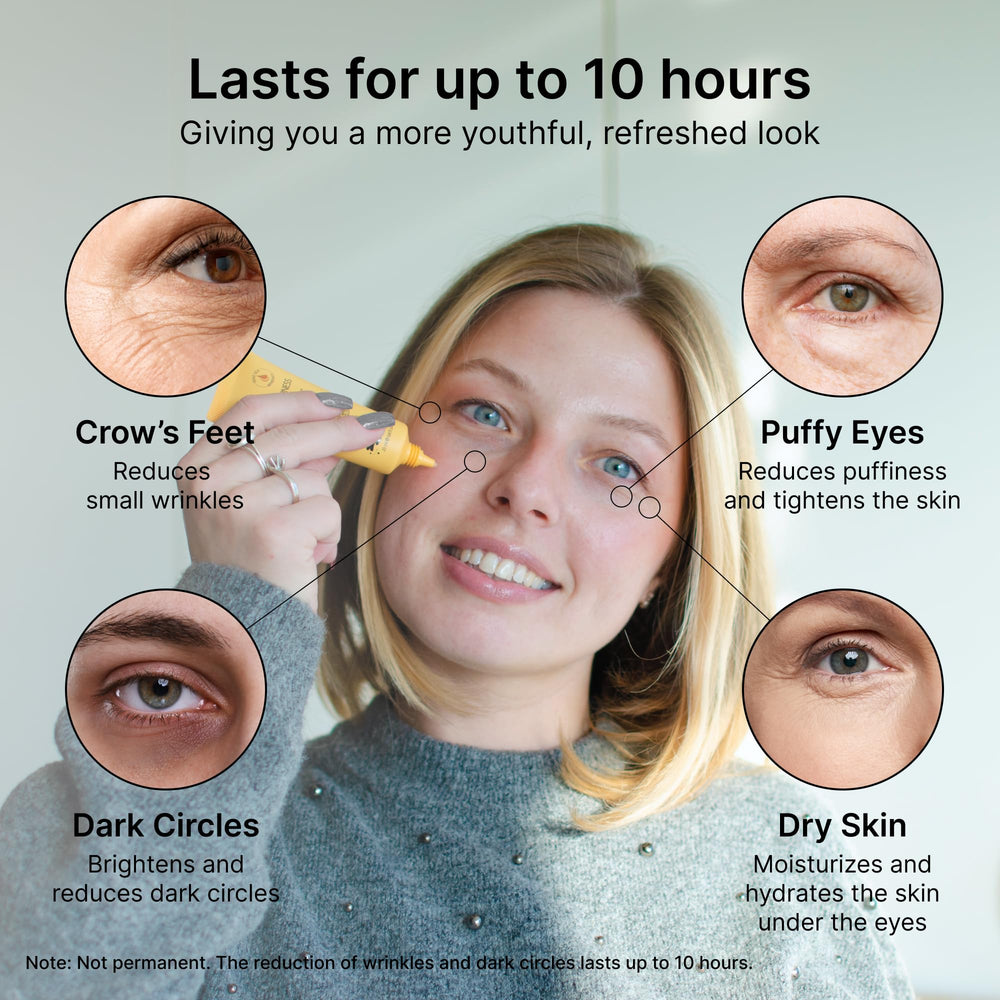 SEAMANTIKA Puffiness Away Eye Cream being applied for instant under-eye lifting