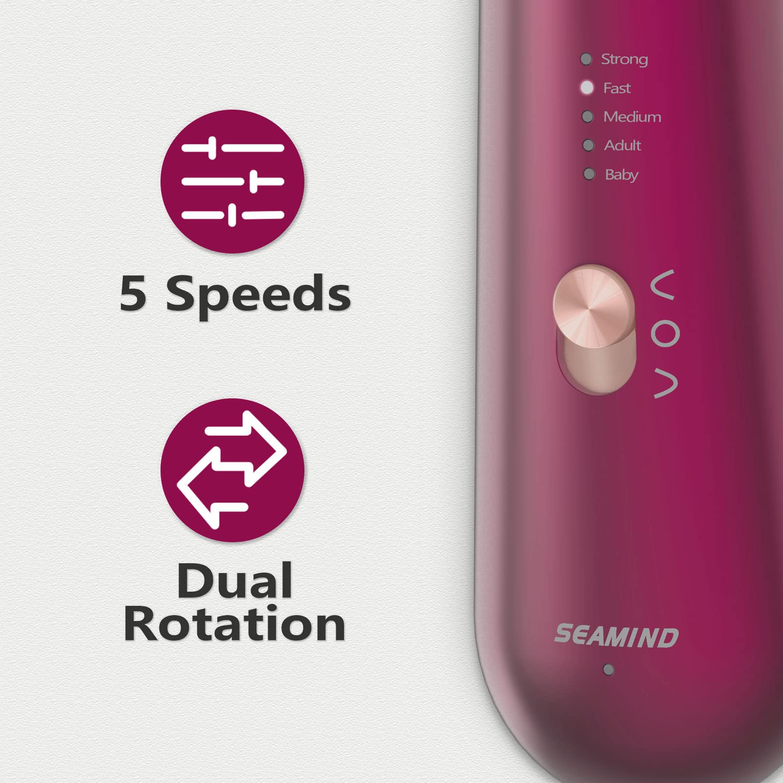 SEAMIND rechargeable battery view emphasizing cordless convenience and long runtimes