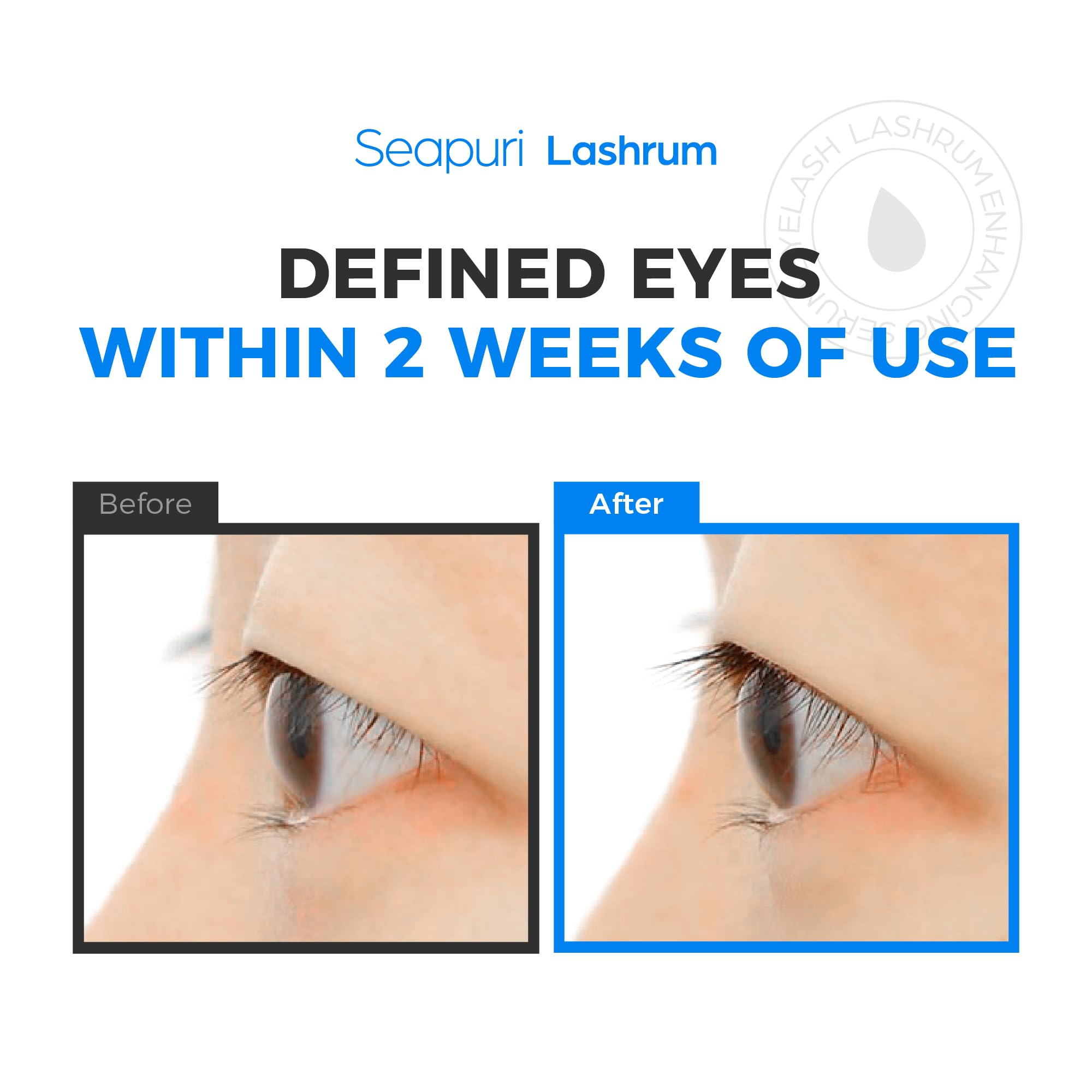 Seapuri Lashrum dual brush closeup demonstrates precise, full-coverage application.
