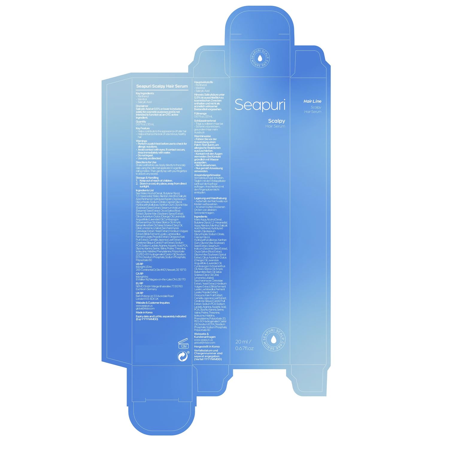 Seapuri Scalpy packaging—minimalist design for shelf appeal.