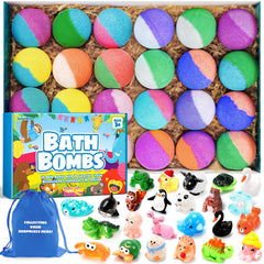 SeasonBliss bath bomb with surprise ball inside reveals collectible toy during bath.
