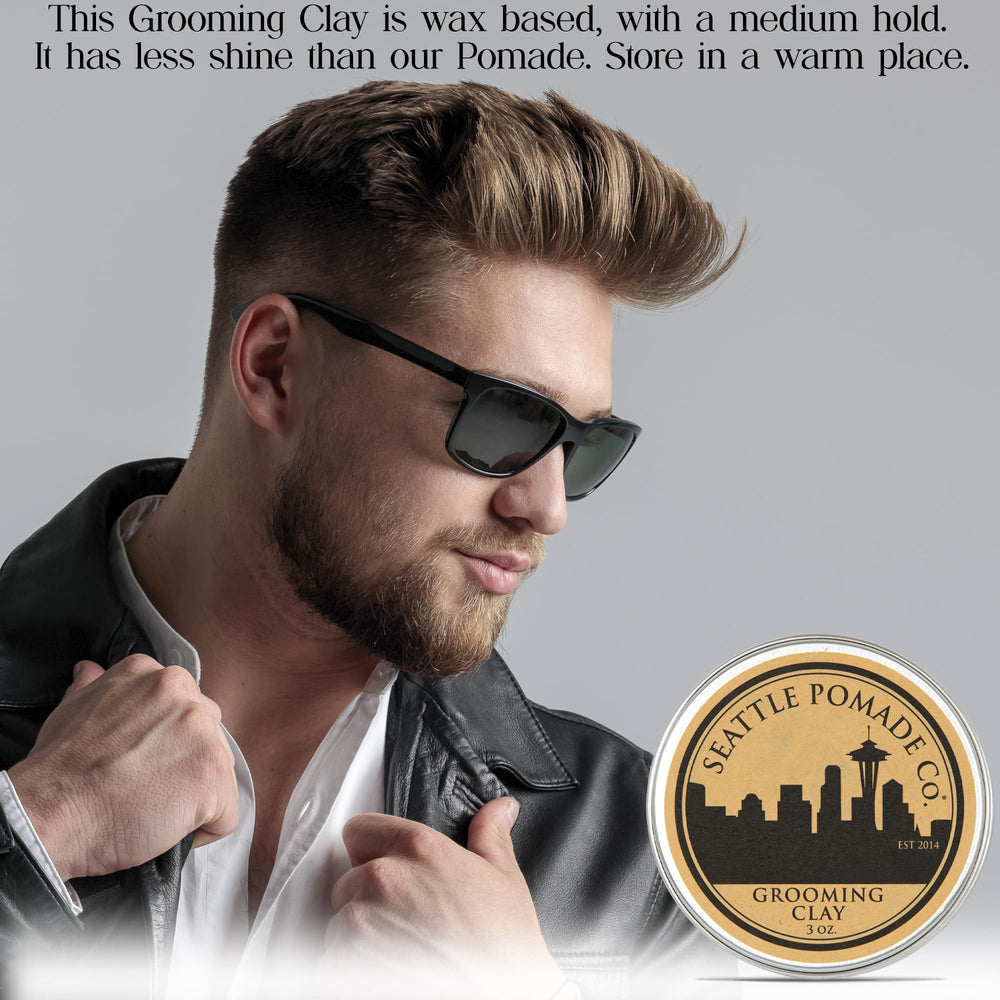 Seattle Pomade Co. Grooming Clay cedarwood-scent bottle-shot evokes fresh aroma enhancing morning routine.
