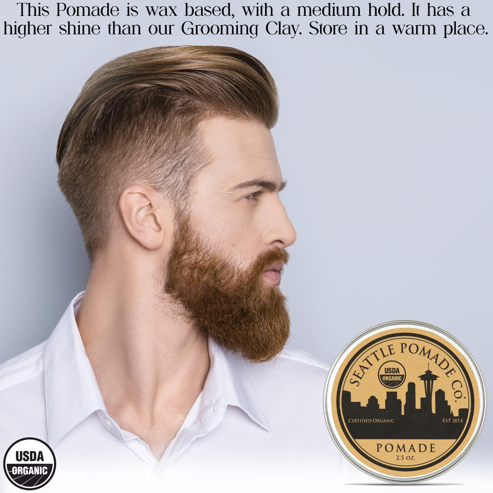 Seattle Pomade Co hands applying pomade for quick flexible styling.