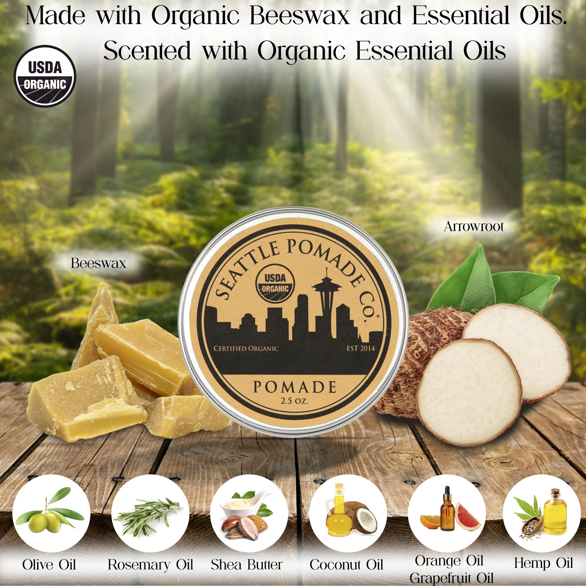 Seattle Pomade Co. high-shine finish on styled hair showcases sleek look.