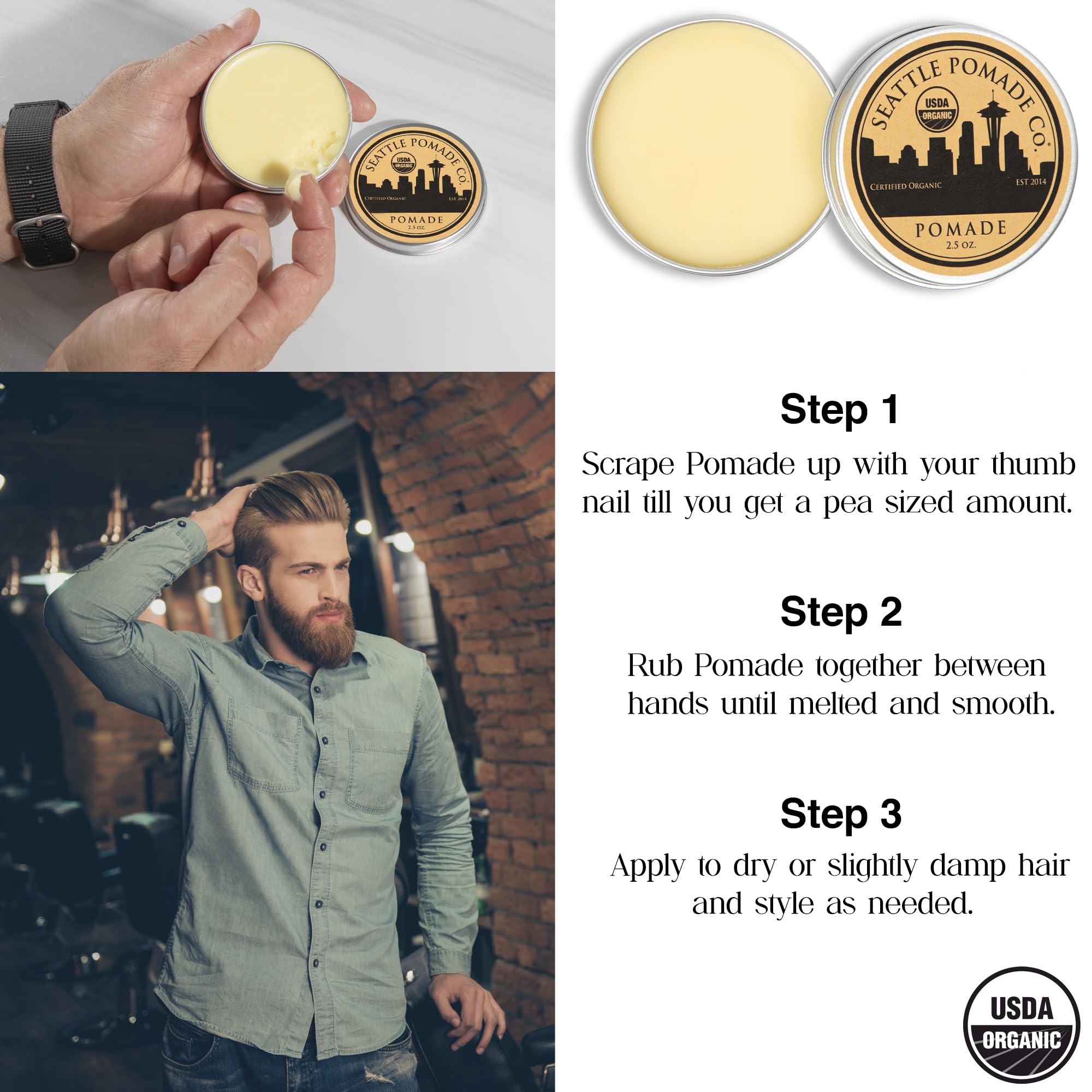Seattle Pomade Co handmade Seattle studio branding shot for artisanal grooming.