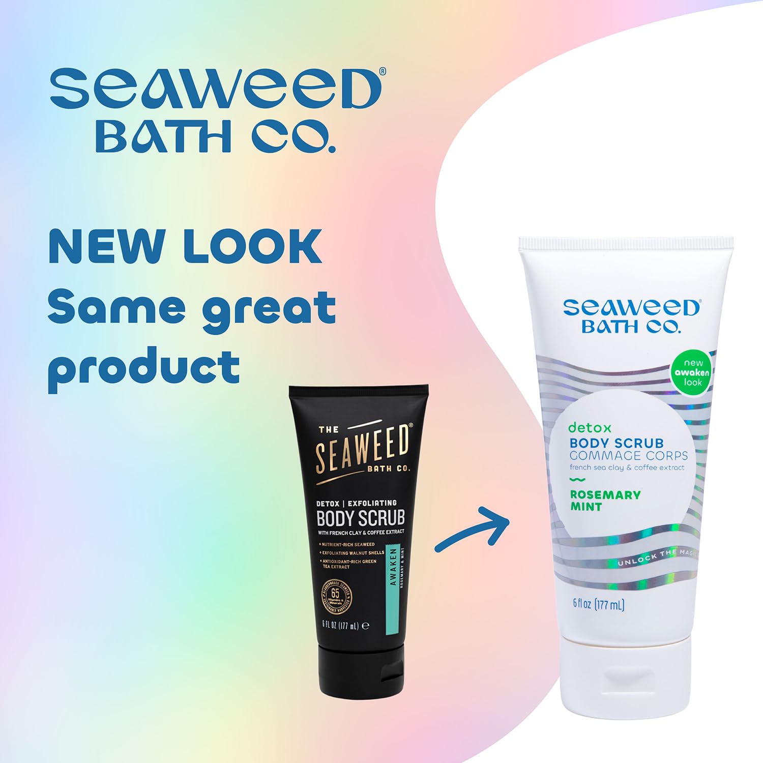 Seaweed Bath Co. Detox Body Scrub jar texture showing walnut-shell exfoliant for smoother skin