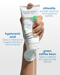 Arm application of Seaweed Bath Co firming body cream for moisturized skin.