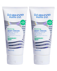 Seaweed Bath Co firming body cream bottle rosemary mint hydrates and tones skin.