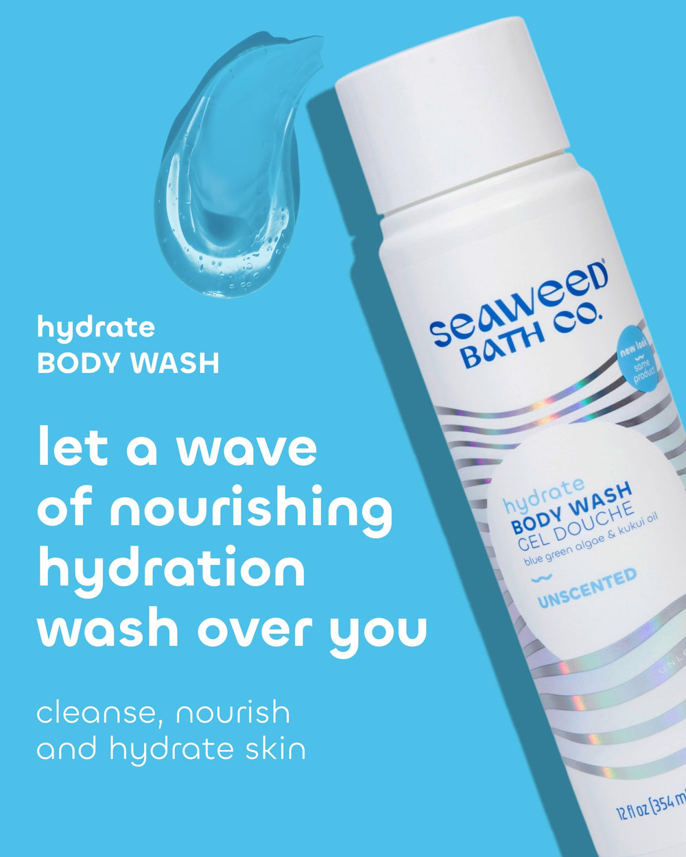 The Seaweed Bath Co. Hydrate foaming body wash provides a rich, daily cleanse.