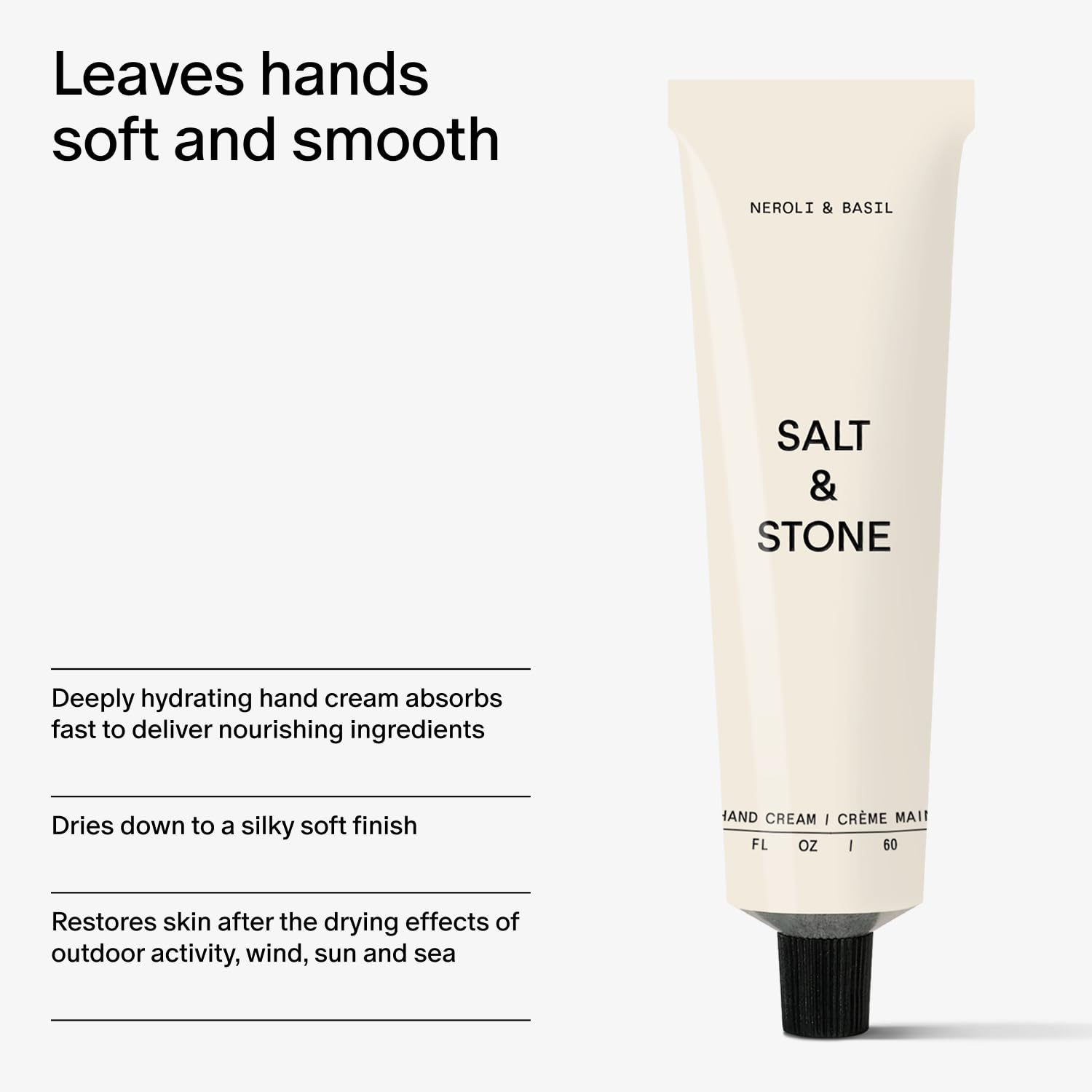 Salt & Stone seaweed botanicals highlight natural hydration for dry skin.