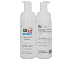 Sebamed Clear Face Foam foam closeup showing airy lather and gentle cleansing action.