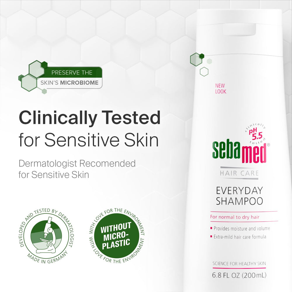 SEBAMED Everyday Shampoo bottle shows light fragrance enhancing daily routine.