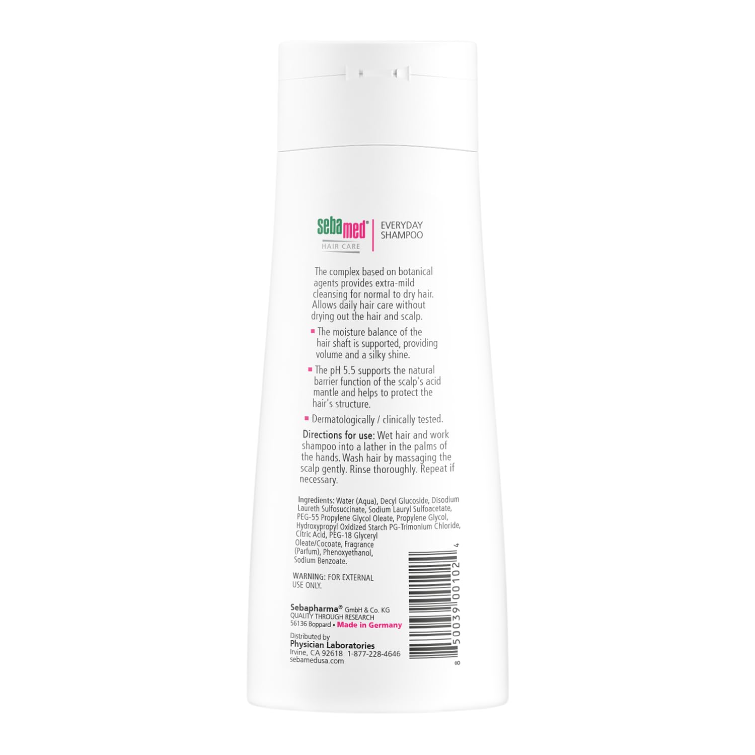 SEBAMED Everyday Shampoo lather foam demonstrates soap-free cleansing for balanced moisture.