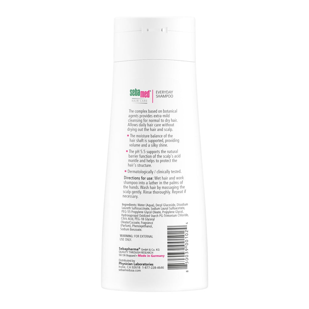 SEBAMED Everyday Shampoo lather foam demonstrates soap-free cleansing for balanced moisture.