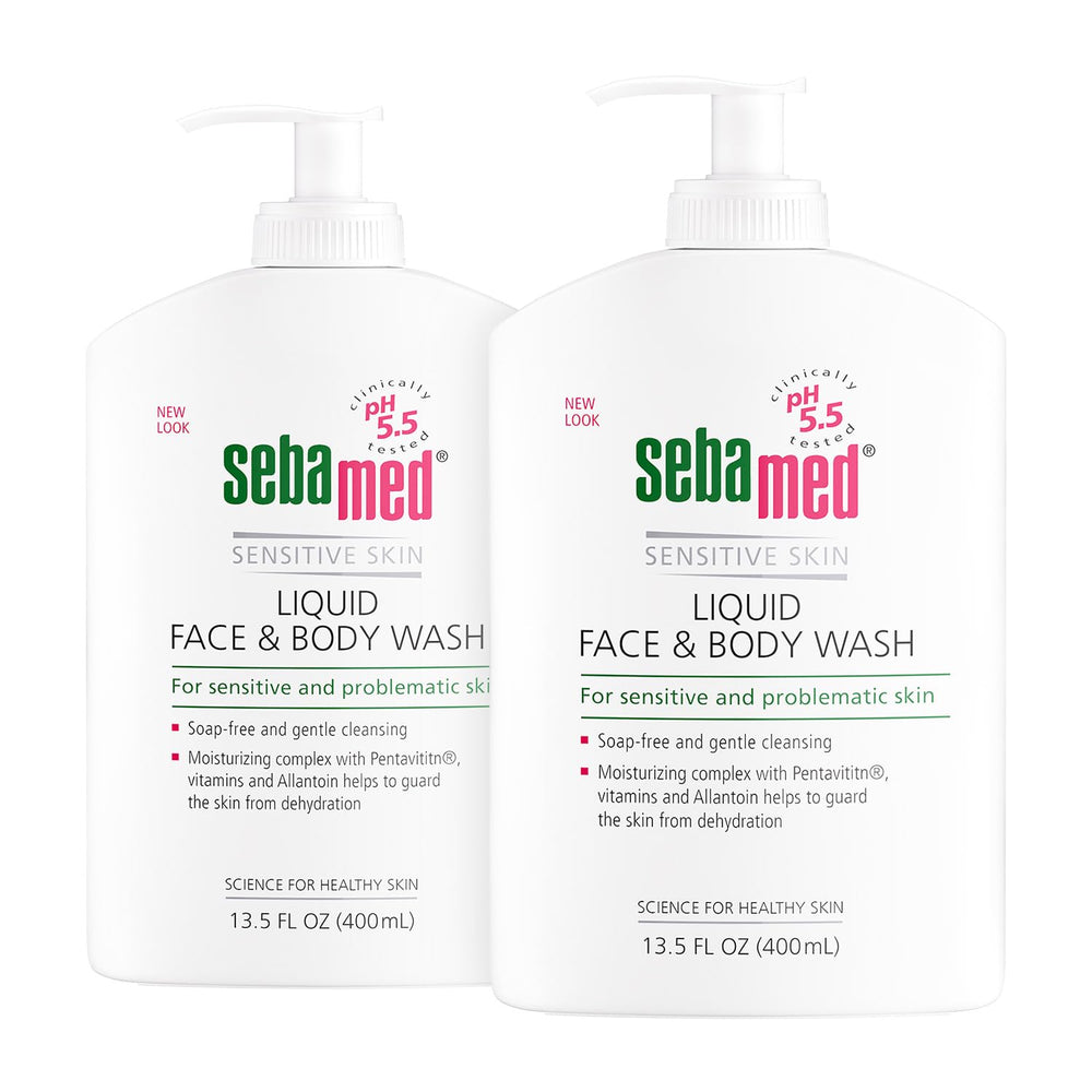 SEBAMED liquid face & body wash 2-pack front view for daily cleansing.