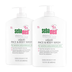SEBAMED liquid face & body wash 2-pack front view for daily cleansing.