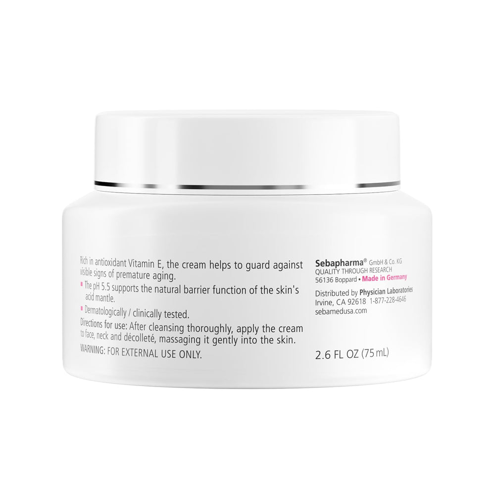 SEBAMED Moisturizing Cream texture swatch shows light non-greasy formula