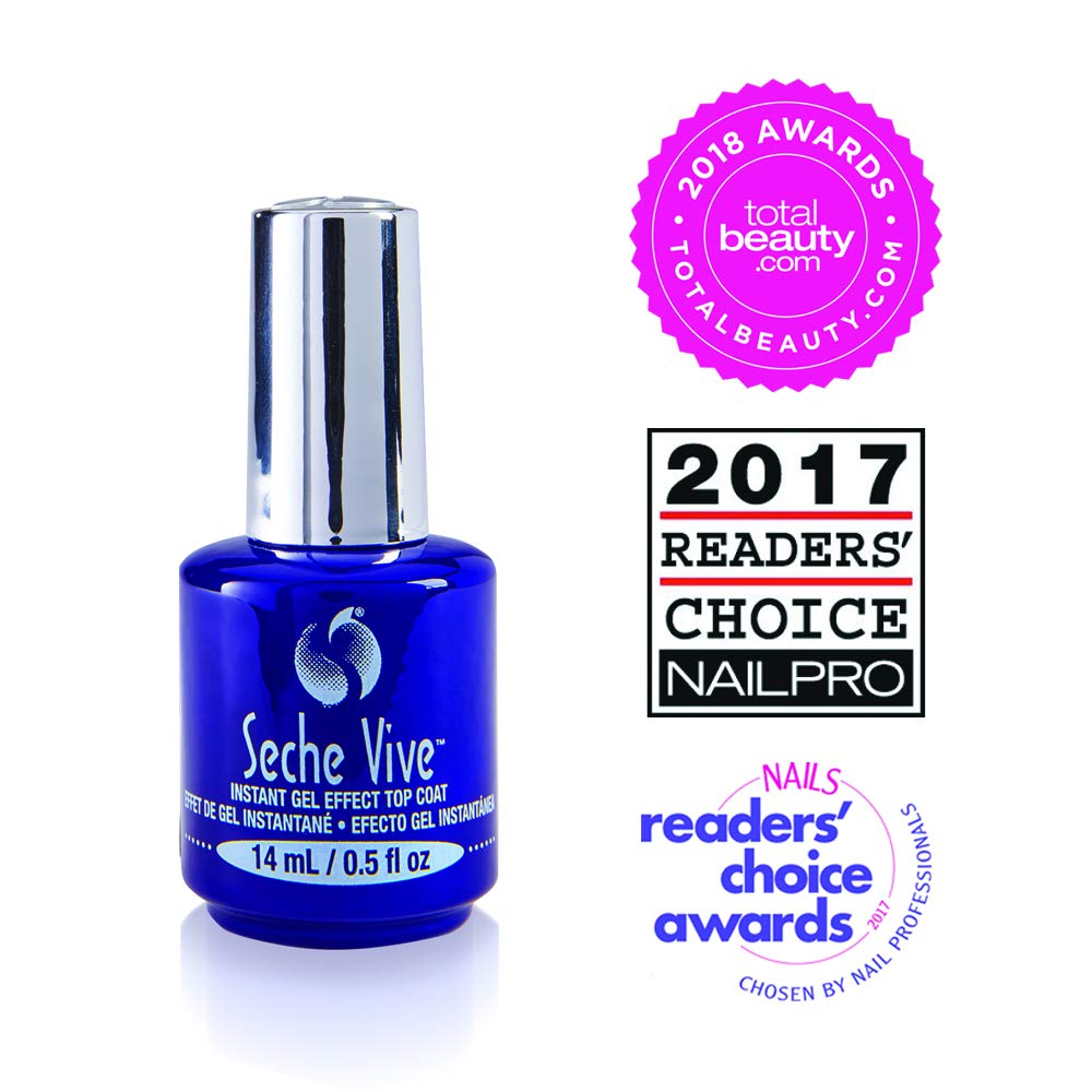 Seche Vive brush application demonstrates quick-dry gel finish on nails
