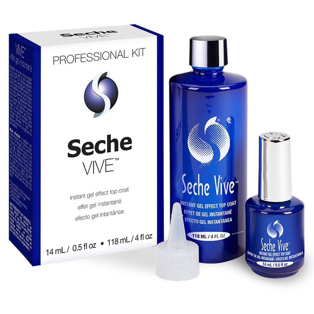 Seche Vive top coat application delivers salon-ready finish and lasting protection.
