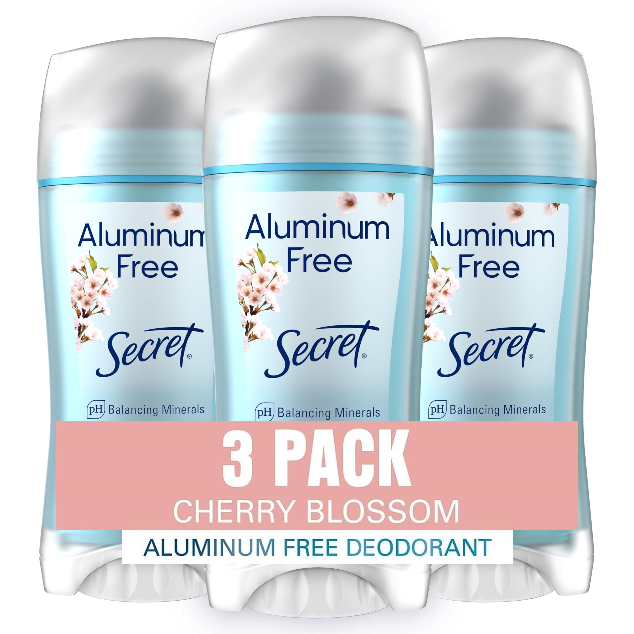 Secret aluminum-free deodorant for women cherry blossom bottle delivers all-day freshness.