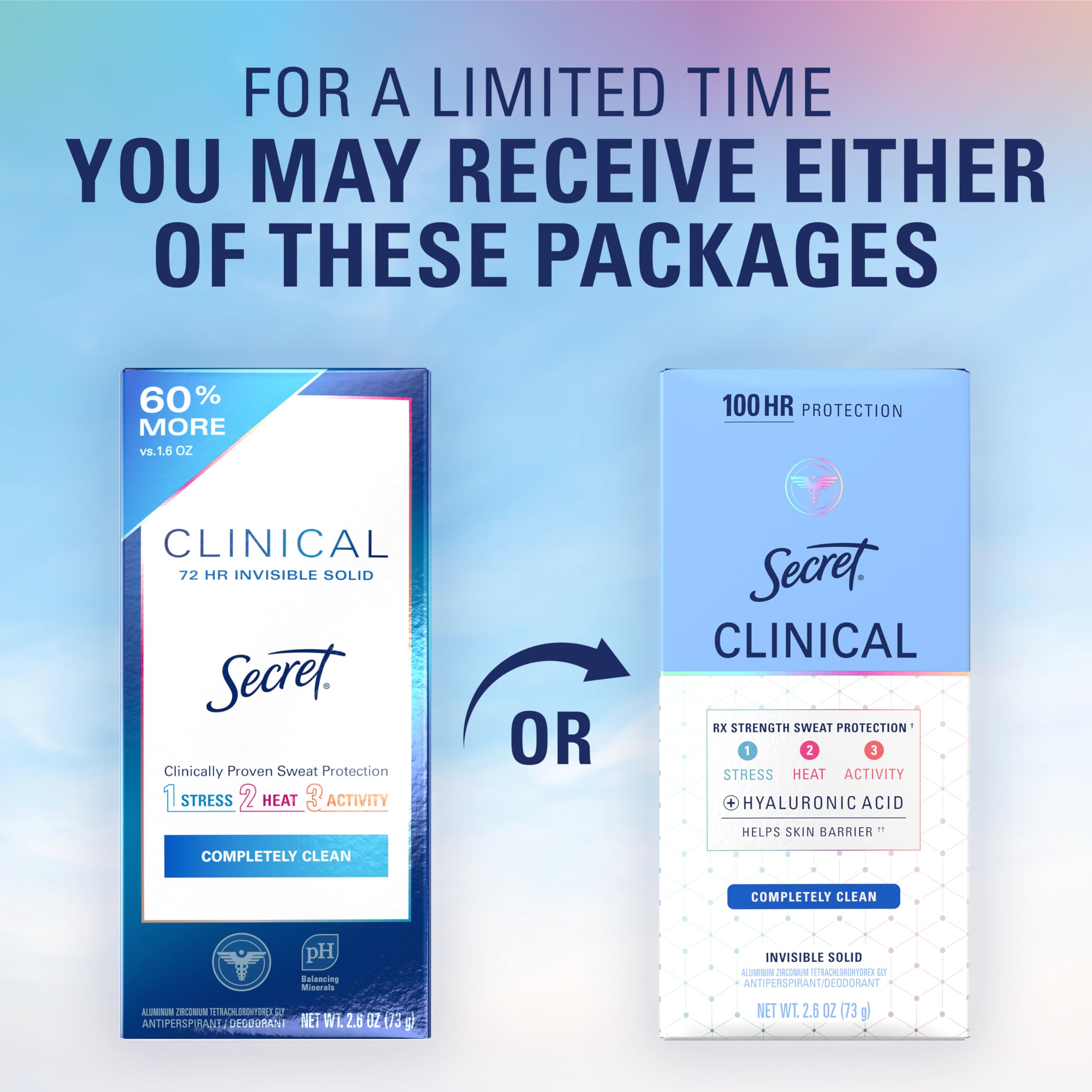 Secret clinical strength on shelf retail display showing recognizable clinical brand benefit