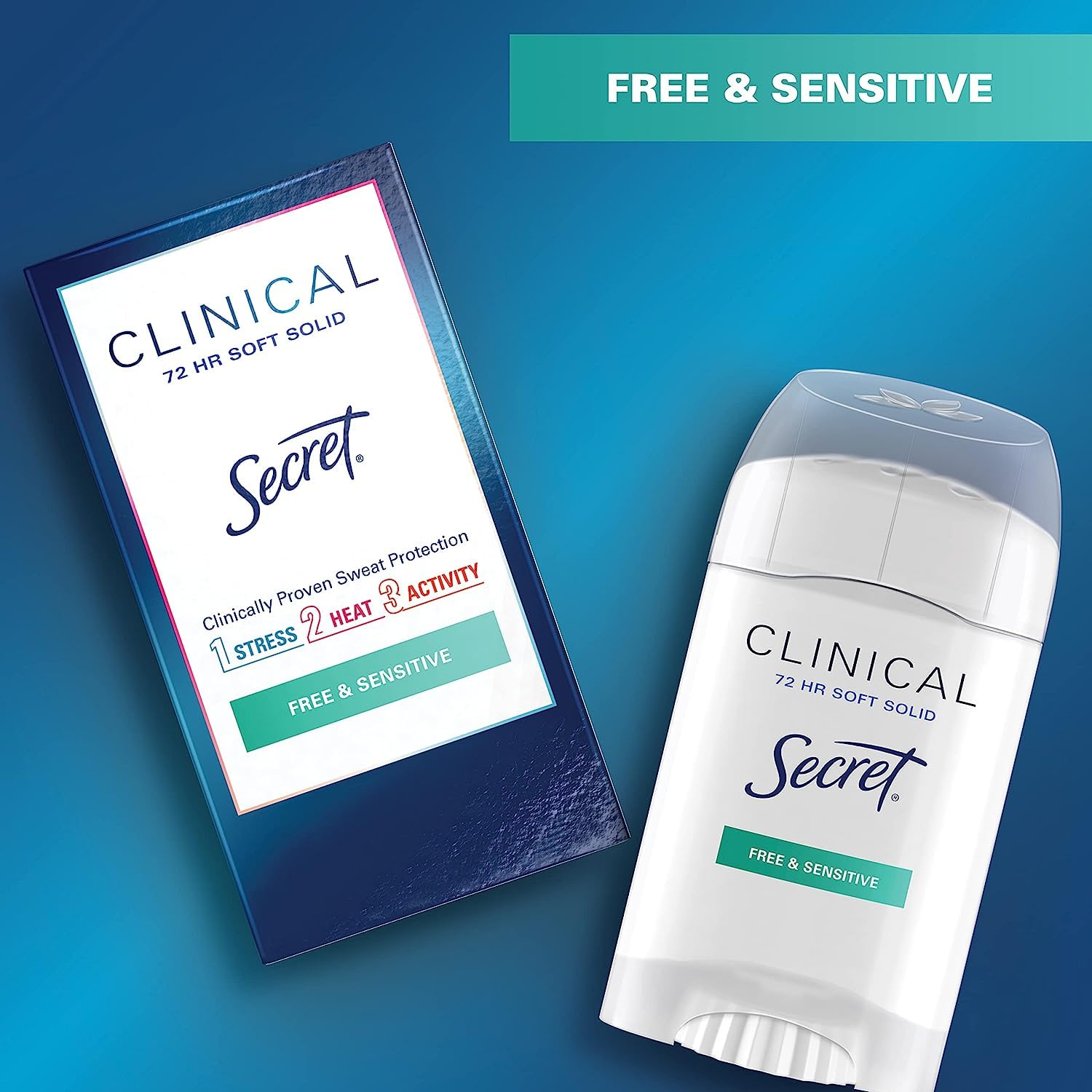 Secret Clinical Strength Soft Solid three-pack on shelf for travel-ready protection