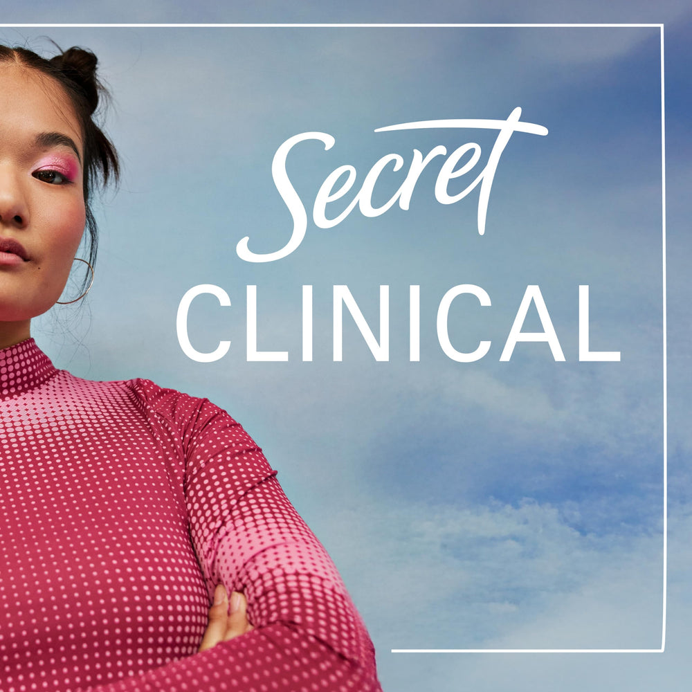 Secret clinical strength texture detail showing smooth solid formula for easy glide benefit